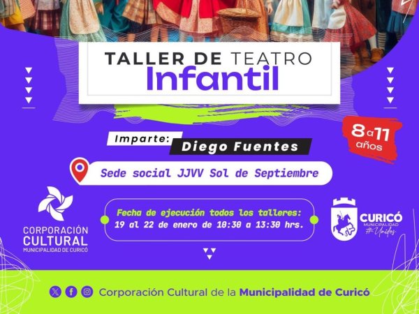 Corporación Cultural de Curicó ofrece talleres y espectáculos gratuitos